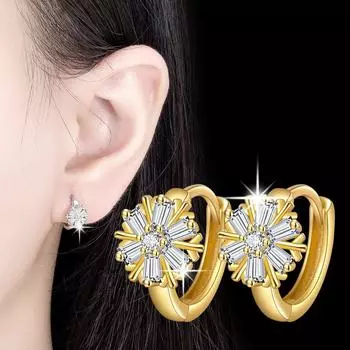 Серьги-снежинки, женственные серьги, серьги, слегка инкрустированные циркониевые украшения, изысканное сочетание