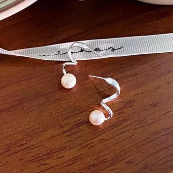 Серьги со спиральным жемчугом для женщин, стильный дизайн, элитный и роскошный