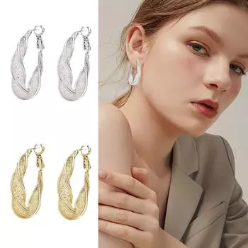 Серьги со стразами, персонализированные универсальные позолоченные серьги-завитушки из теста, трансграничные европейские и американские серьги One Size золотой