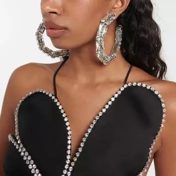 Серьги со стразами, превосходные летние темпераментные модные серьги серебряный