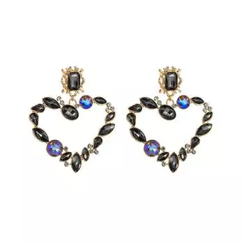 Серьги со стразами, великолепные серьги из сплава с бриллиантами в форме сердца, модные серьги с бриллиантами Love 6.8*8.5cm белый