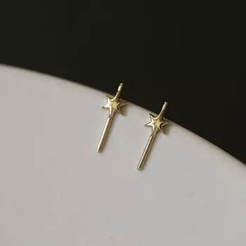 Серьги со звездами из стерлингового серебра 925 пробы, покрытые золотом 14 карат, женские ювелирные изделия в подарок 1 pair золотой