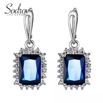 Серьги SODROV Royal Blue с фианитами