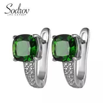 Серьги SODROV с изумрудами и цирконами