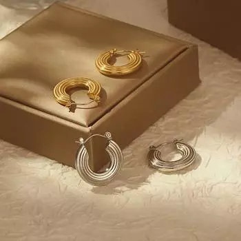 Серьги-спирали из 18-каратного золота и титановой стали в горошек: Европейский и американский ретро-стиль для женщин