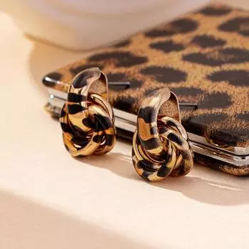 Серьги-спирали с леопардовым принтом в европейском и американском стиле