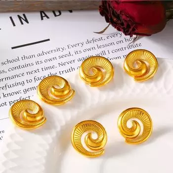 Серьги-спирали в форме рога с индивидуальным дизайном, преувеличенные, ретро, универсальные, из титановой стали, позолоченные, женские