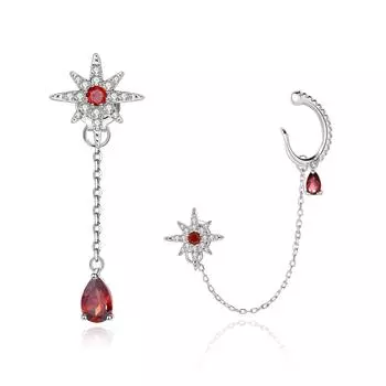 Серьги средней длины с драгоценными камнями, высококачественные асимметричные серьги из стерлингового серебра 925 пробы с драгоценными камнями натурального цвета.