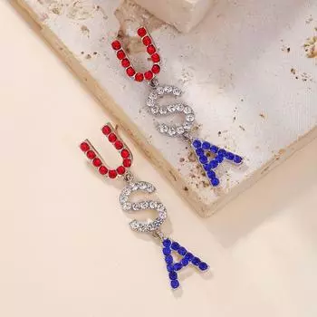 Серьги Star Presidents Day Эмаль Флаг США Серьги Модный кулон ко Дню независимости Подарок C