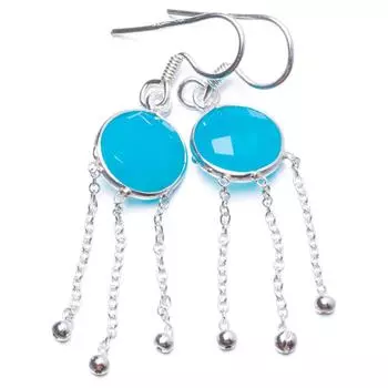 Серьги StarGems из натурального халцедона ручной работы с уникальной кисточкой из стерлингового серебра 925 пробы 2 дюйма Y0291