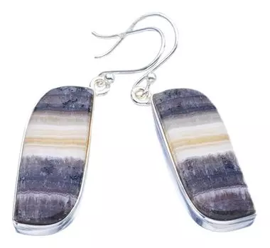 Серьги StarGems® из натурального зебрового кальцита ручной работы из стерлингового серебра 925 пробы 1,75 дюйма F5539