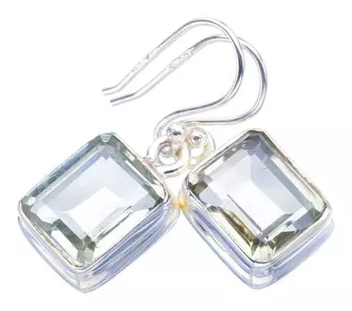 Серьги StarGems ручной работы из стерлингового серебра 925 пробы с натуральным зеленым аметистом 1,25 дюйма F5816