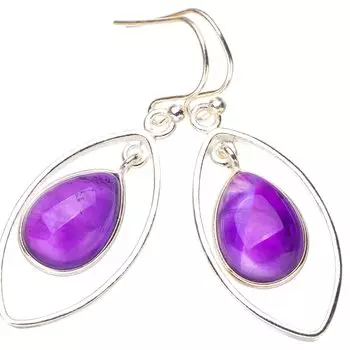 Серьги StarGems® с натуральным аметистом и глазками ручной работы из стерлингового серебра 925 пробы 1,75 дюйма E6930