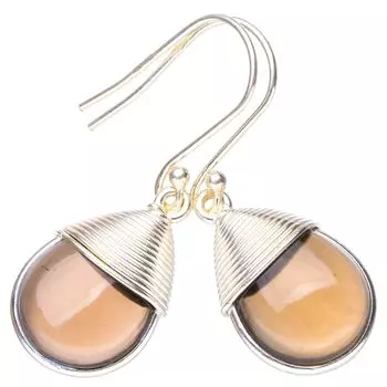 Серьги StarGems® с натуральным дымчатым кварцем ручной работы из стерлингового серебра 925 пробы 1,5 дюйма E6345