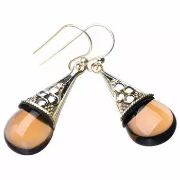 Серьги StarGems® с натуральным дымчатым кварцем ручной работы из стерлингового серебра 925 пробы 1,5 дюйма D7687