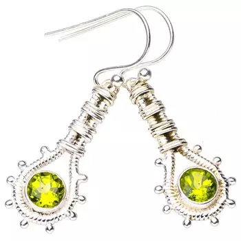 Серьги StarGems® с натуральным перидотом ручной работы из стерлингового серебра 925 пробы 1,5 дюйма E6121