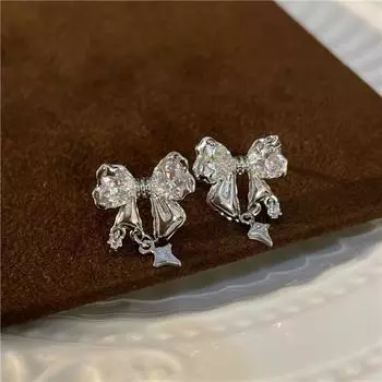 Серьги Starry Radiant Bow из циркония для женщин, серьги Niche Design High-end, модные серьги для темперамента