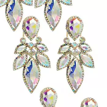 Серьги Стекло Блестящие Мода Ins Стиль Для вечеринки Серьги Сплав Геометрический принт Жен. Супер дрель 7.4*3.8cm