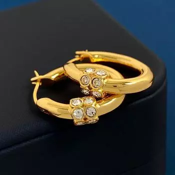 Серьги Stream Metal Feeling Diamond Circle Большие серьги Exaggerated Ins Простые серьги Temperament золотой