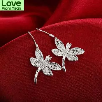 Серьги-стрекозы из циркония, посеребренные серьги-подвески в виде стрекозы для женщин, серьги-украшения, серьги-насекомые, серьги Kolczyki Cf22