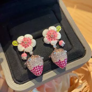 Серьги Summer Pink Girl Personality Strawberry Flower, стильные серьги высокого класса, темпераментные серьги оранжевый