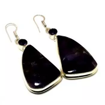 Серьги Sunstone с аметистом и лолитом, посеребренные 925 пробы, 2,46 дюйма