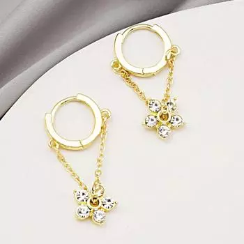 Серьги Super Flash Chain Flower Rhinestone, универсальные, изысканные, простые серьги золотой