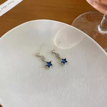 Серьги Sweet Blue Pentagram Серьги Simple Temperament Advanced Star из циркония