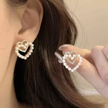 Серьги Sweet Double Love Pearl, высококачественные серьги-шармы для женщин золотой