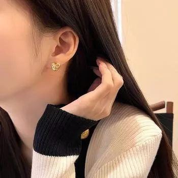 Серьги Sweet Love, трехмерные серьги в форме сердца, мини-легкие роскошные серьги, женские глянцевые серьги в форме сердца