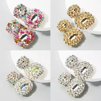 Серьги-сверла из стекла, преувеличенные модные женские персонализированные геометрические серьги из сплава 6.5*4.5cm белый