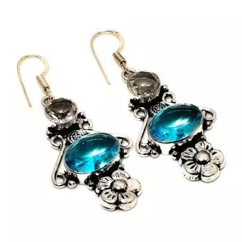 Серьги Swissblue Topaz с белым топазом, посеребренные 925 пробы, 2,08 дюйма