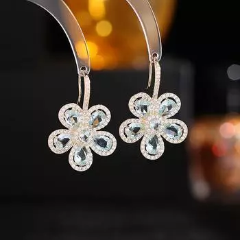 Серьги Tide Micro -Set Zircon Niche Temperament Серьги Light Luxury High -End Красочные Цветочные Серьги разноцветный