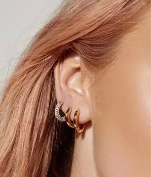 Серьги Tide Personality Collection Circle Flash Diamond, микроинкрустированные цирконием, титановая сталь, позолоченные 18-каратным золотом, женские