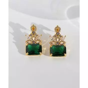 Серьги той же серии от Шу Ци, высококачественные большие серьги-гвоздики с изумрудами от матери-предка, серьги-украшения для званого ужина 199