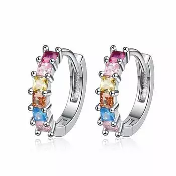 Серьги Trendy Temperament, женские серьги Niche Design High-End с геометрическим узором и радугой из циркония, универсальные серьги copper золотой