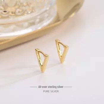 Серьги-треугольники из стерлингового серебра 925 пробы — в японском и корейском стиле с бриллиантовым акцентом ES1124 платиновый