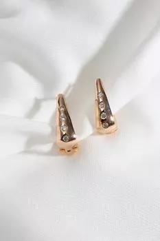 Серьги-треугольники золотого цвета из каменной стали