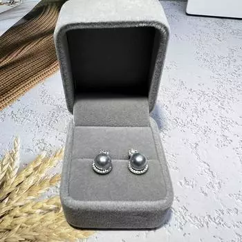 Серьги True Domoto с японским морским жемчугом 8-9 мм, модные легкие роскошные сенсорные украшения для ушей высокого уровня, изысканная ретро-подруга серебряный серый