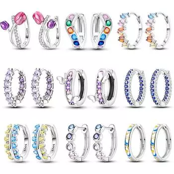 Серьги-тюльпаны из стерлингового серебра 925 пробы для женщин, двойные серьги-кольца в виде бабочки из кубического циркония, изящные помолвочные украшения