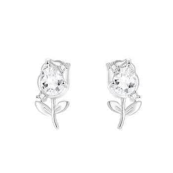 Серьги-тюльпаны с розовыми бриллиантами, легкие, роскошные, высокого класса