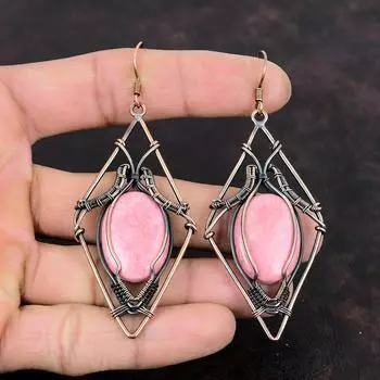 Серьги Тулит Серьги из медной проволоки Стильные серьги Удивительные медные украшения Серьги с настоящими драгоценными камнями Украшения ручной работы Подарки на свадьбу