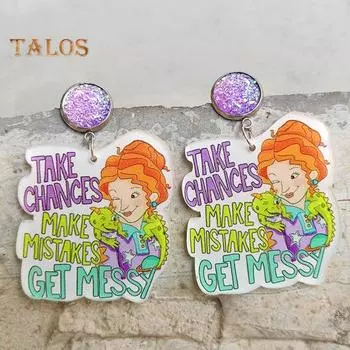 Серьги учителя естественных наук, акриловые висячие серьги с радужными буквами для учителей, преподавателей, библиотекарей, выпускные чтения, мероприятия «Снова в школу» 1