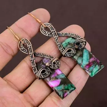 Серьги-ювелирные изделия из медной проволоки Ruby Zoisite, созданные в лаборатории вручную, 3,35 r7w41