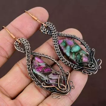 Серьги-ювелирные изделия из рубиновой цоизитовой меди ручной работы, изготовленные в лабораторных условиях, 3,15 D4t41