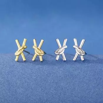 Серьги-узлы из серебра 925 пробы, компактные серьги-канатные серьги из переплетенной веревки, геометрические серьги из металла премиум-класса 925 Silver