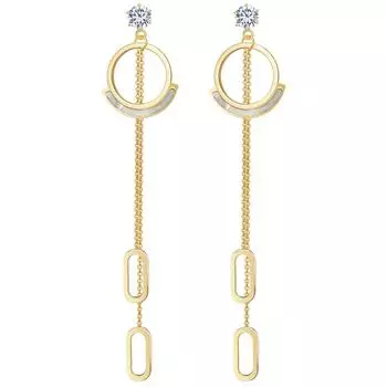 Серьги Ветер Моды Длинные Сказочные Полностью Белая Ракушка Нержавеющая Сталь Уши Бахрома Висячие Титановая Сталь