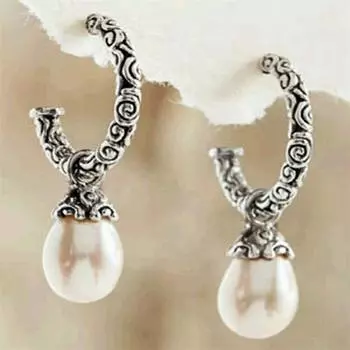 Серьги Винтажные серьги-гвоздики с подвесками и жемчугом Стильный аксессуар для женщин Подарок 3.3cm*2.3cm