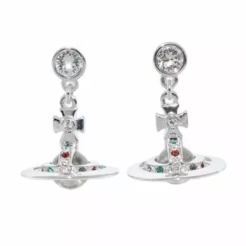 Серьги Vivienne Westwood НОВЫЕ СЕРЬГИ PETITE ORB РОДИЕВЫЕ 62020032-W004 (724537Б-1) [Элемент]