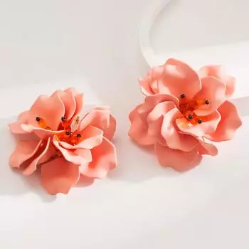 Серьги в богемном стиле, плетеные вручную акриловые лепестки, темпераментная камелия, серьги в отпускном стиле для женщин One Size